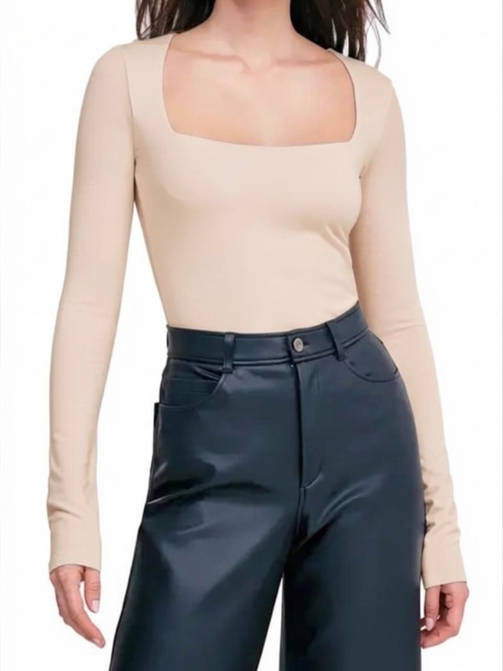 Marcella • Yvonne square neck tencel long sleeve shirt Size